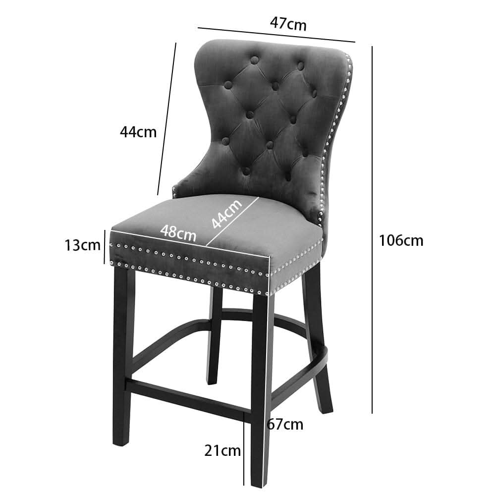 Dining Bar Chairs Wooden Velvet Buttoned Bar Stool