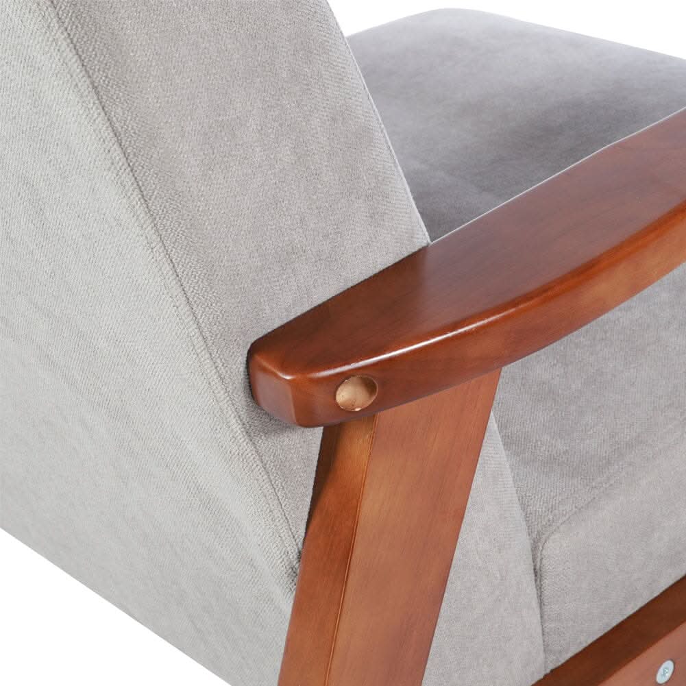 2-Seater Loveseat Sofa Linen Padded Rubber Wood in Grey