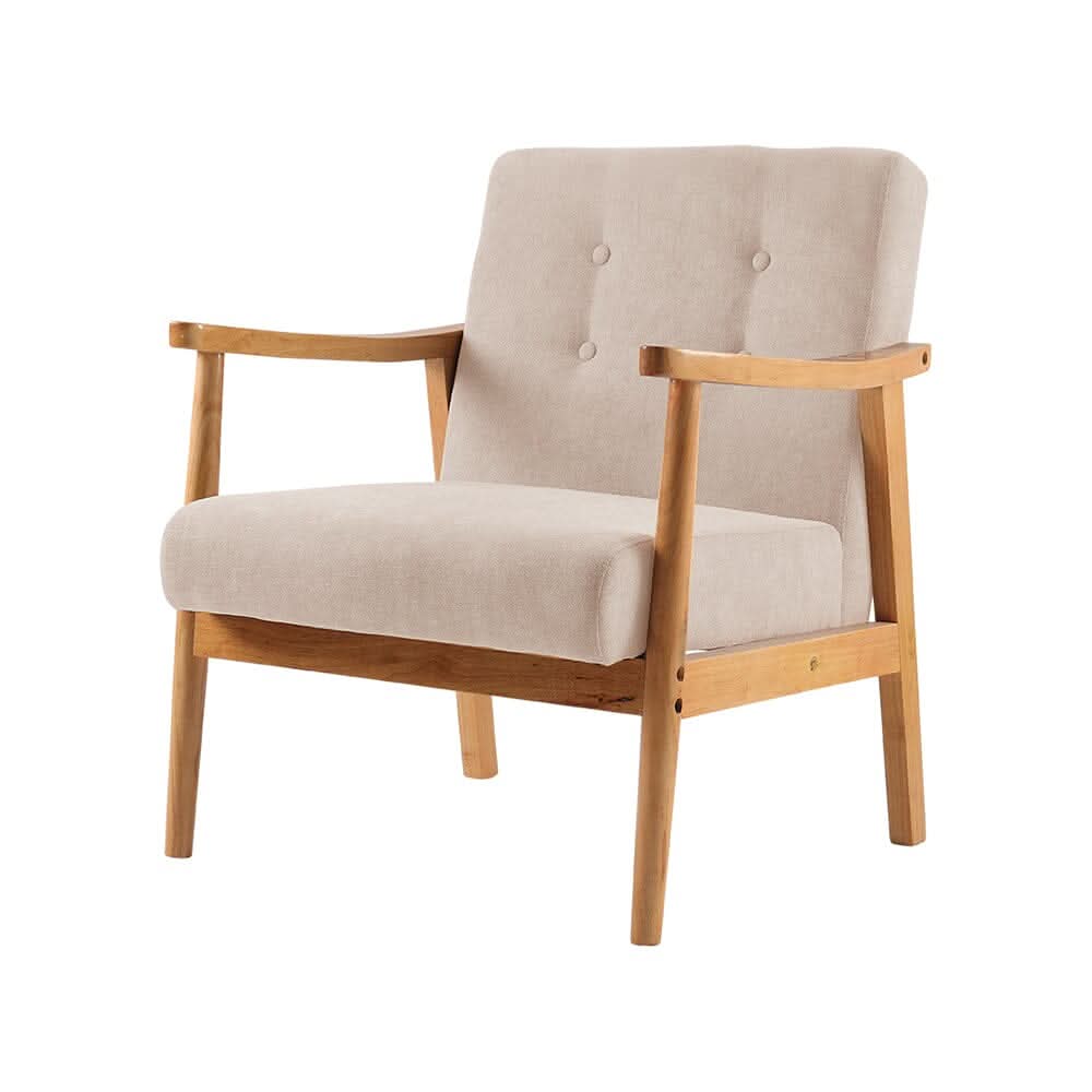 Modern Wood Frame Upholstered Armchair