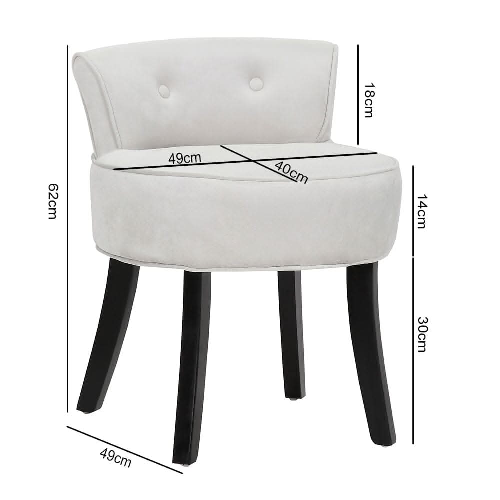 Velvet Vanity Stool with Button-Tufted Backrest & Dual Leg Finishes