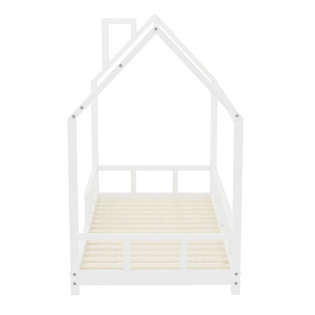 167cm W House Bed Frame Wood Toddler Bed with Safety Guard Fence