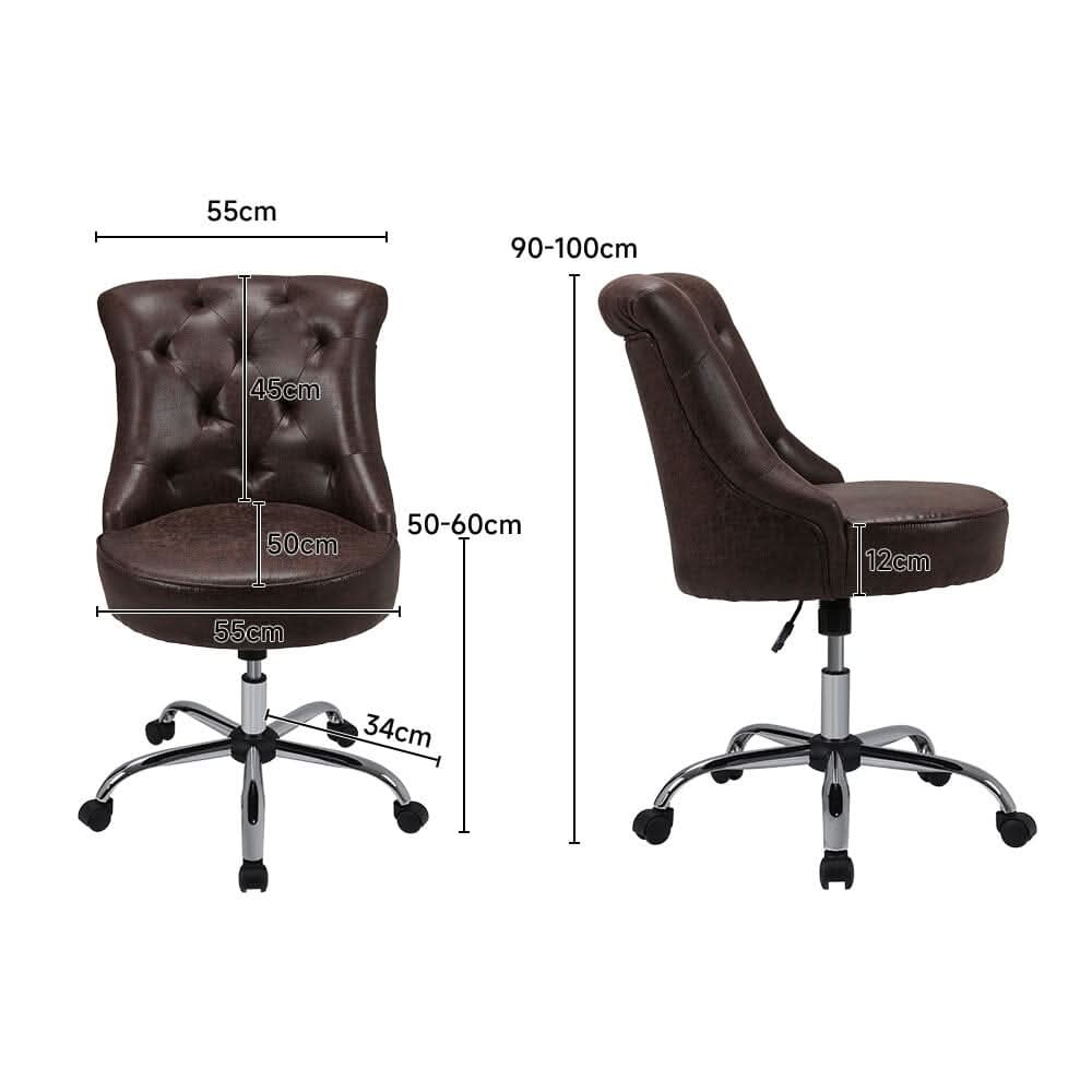 Executive Office Chair in Brown PU and Cowhide Velvet