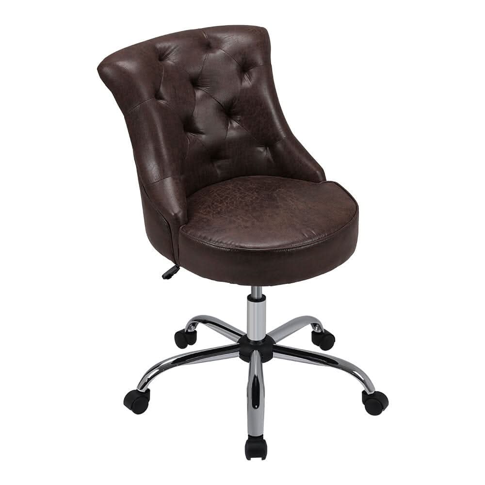 Executive Office Chair in Brown PU and Cowhide Velvet
