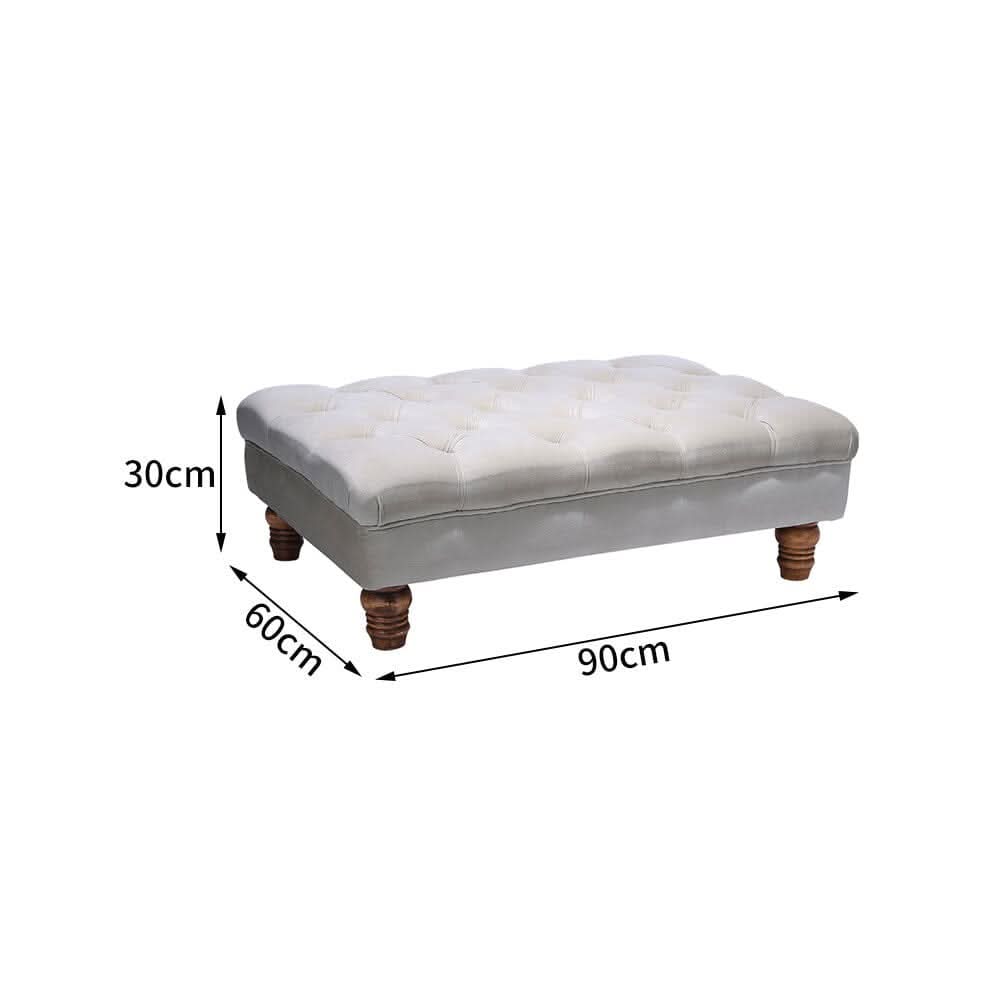 Tufted Upholstered Bench Velvet Fabric with Piped Edging and Turned Bun Feet