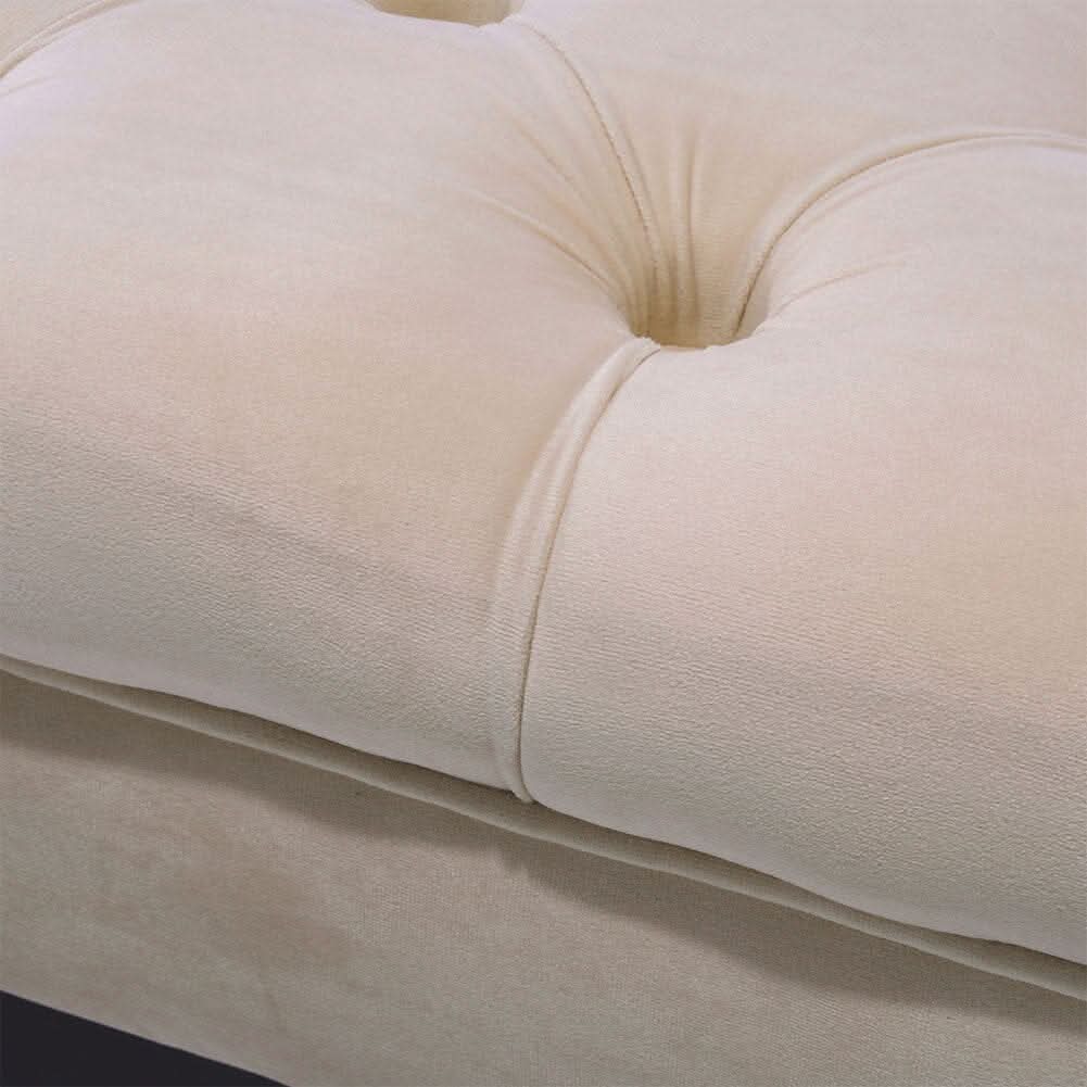 3Ft Footstool Wide Velvet Buttoned Thick Padded