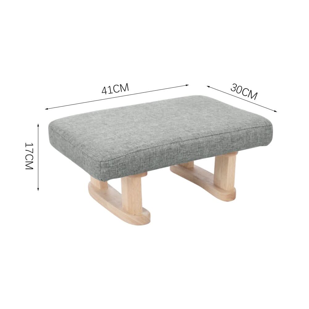 Linen Fabric Footstool Collection: Tufted Stool with Side Pocket & Low-Profile Footrest