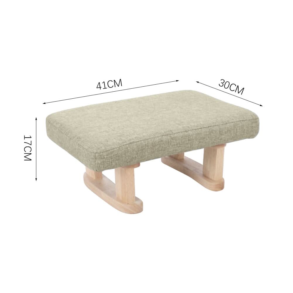 Linen Fabric Footstool Collection: Tufted Stool with Side Pocket & Low-Profile Footrest