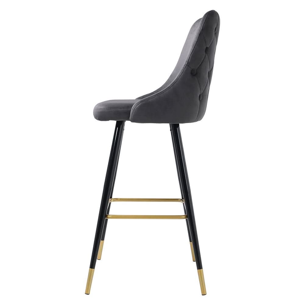 3ft Height Bar Stools with Footrest Set of 2 Velvet Padded
