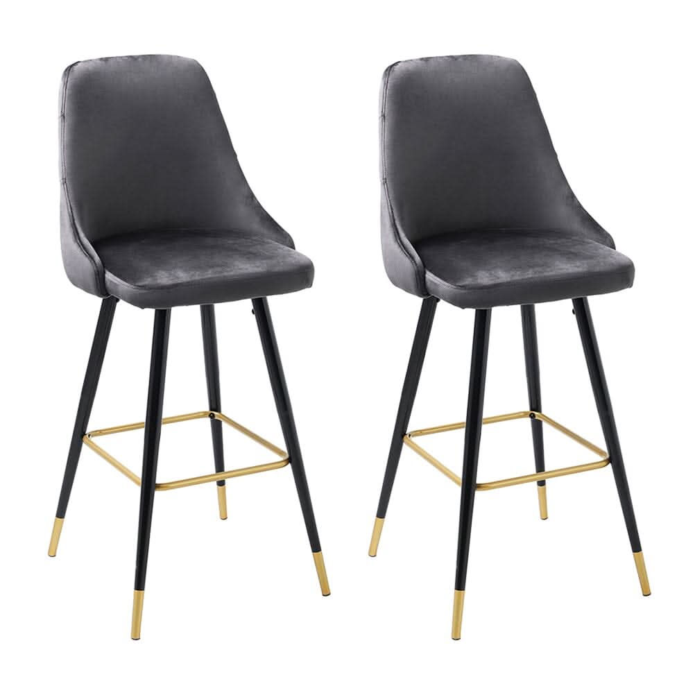3ft Height Bar Stools with Footrest Set of 2 Velvet Padded