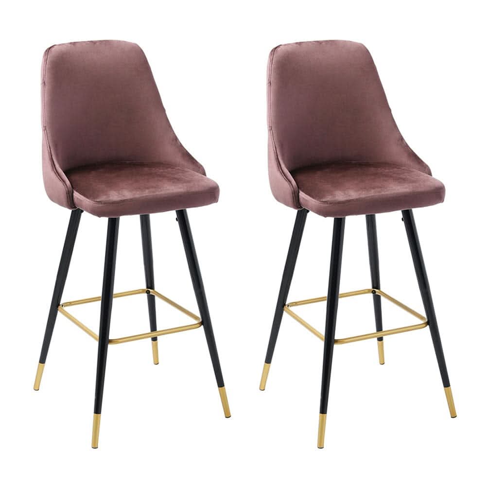 3ft Height Bar Stools with Footrest Set of 2 Velvet Padded