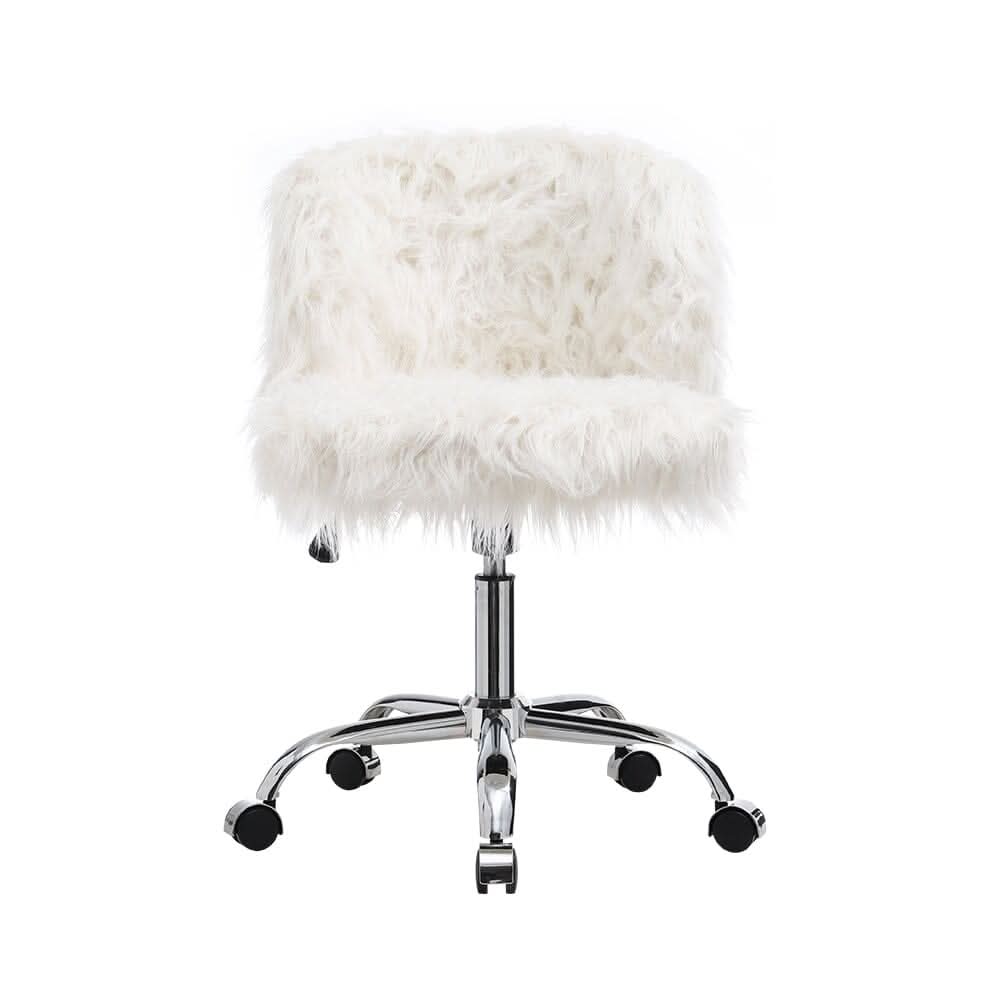 Elegant White Office Chair with Chrome Star Base
