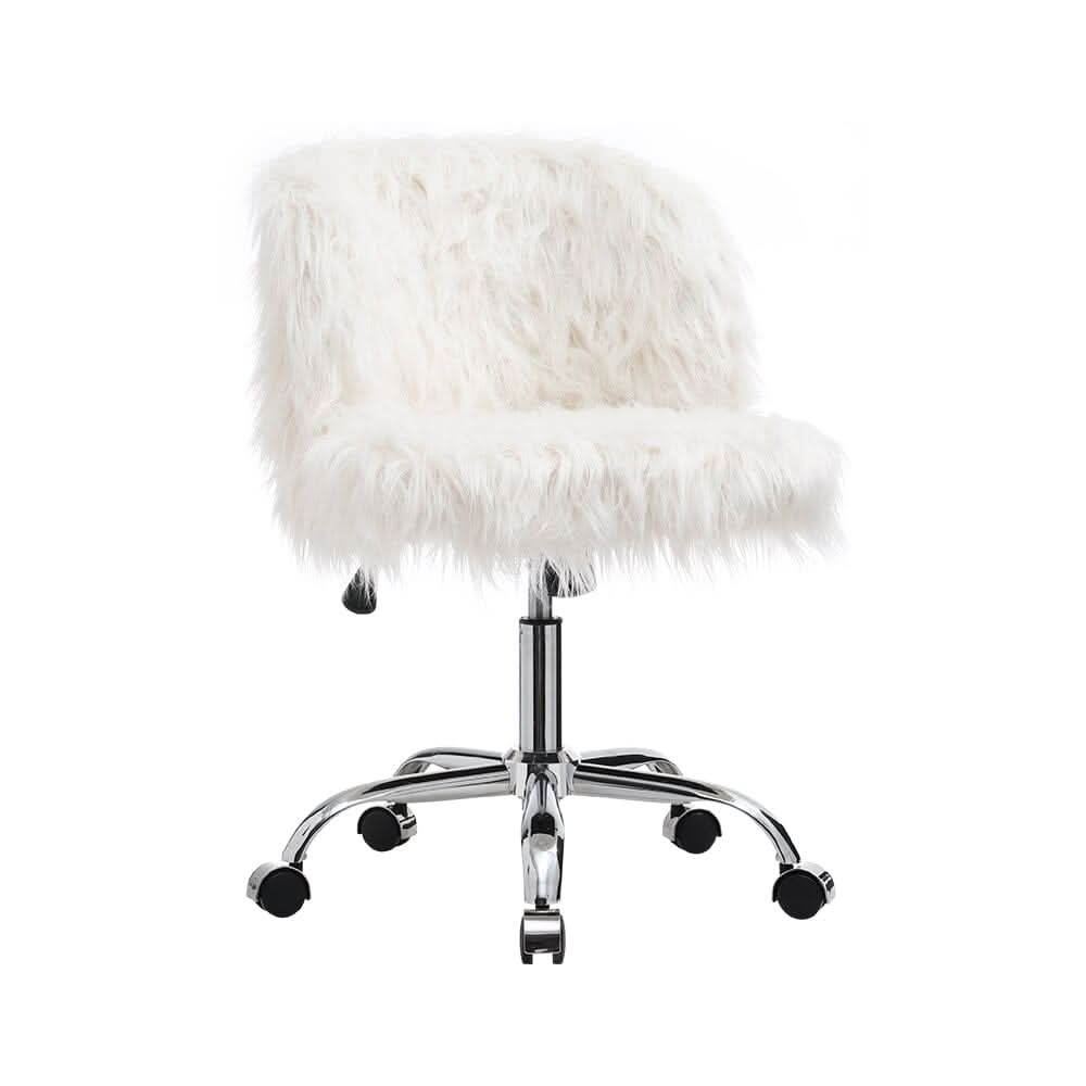 Elegant White Office Chair with Chrome Star Base