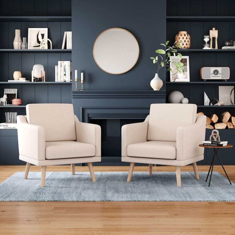 Linen Upholstered Padded Armchair for Home and Office