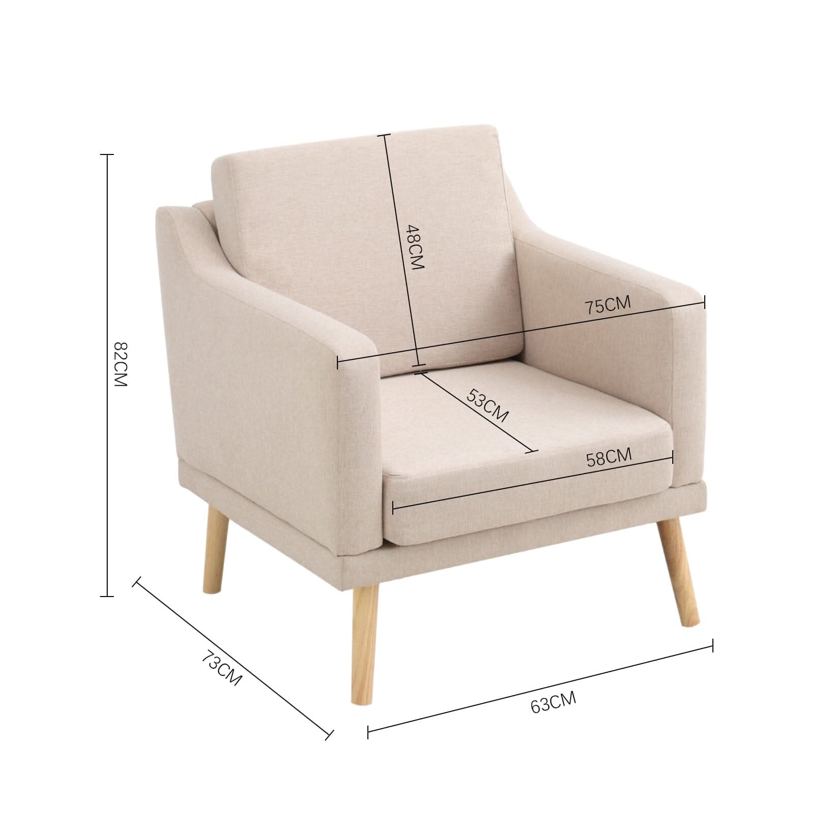 Linen Upholstered Padded Armchair for Home and Office
