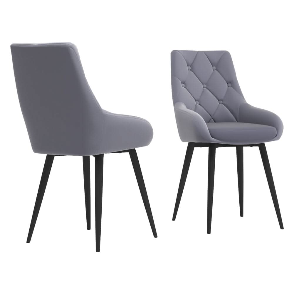 Velvet Dining Chairs with Black Metal Legs – Set of 2