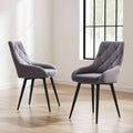 Velvet Dining Chairs with Black Metal Legs – Set of 2