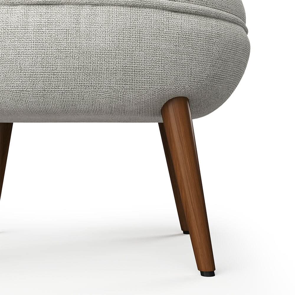 Linen Oval Stool Ottoman Footstool with Wooden Legs