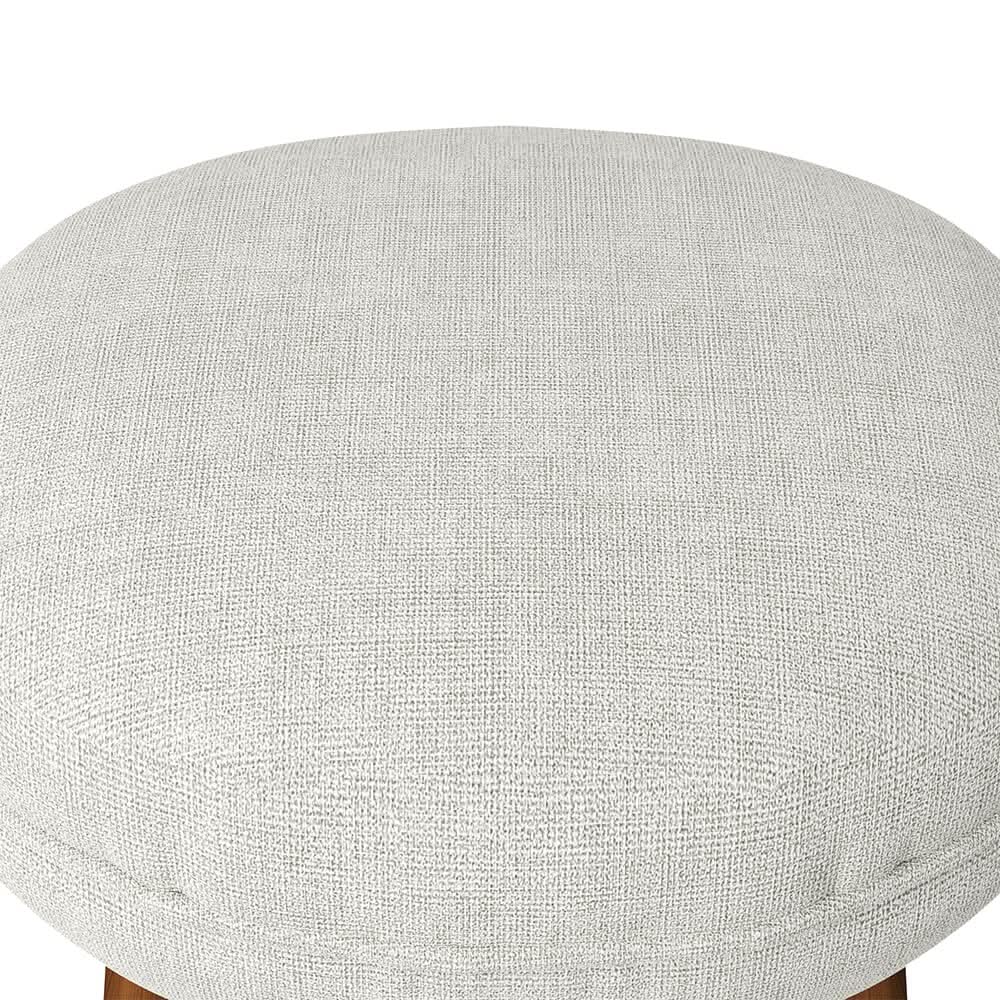 Linen Oval Stool Ottoman Footstool with Wooden Legs