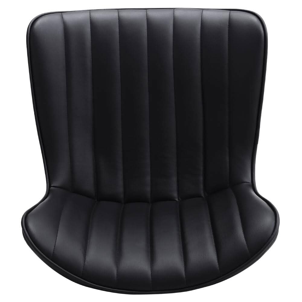 Set of 2 Bar Stools with Black Leather Swivel Adjustable Height