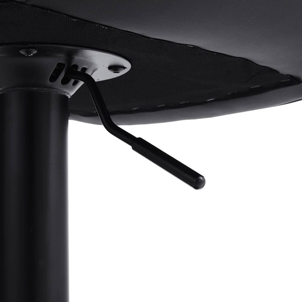 Set of 2 Bar Stools with Black Leather Swivel Adjustable Height