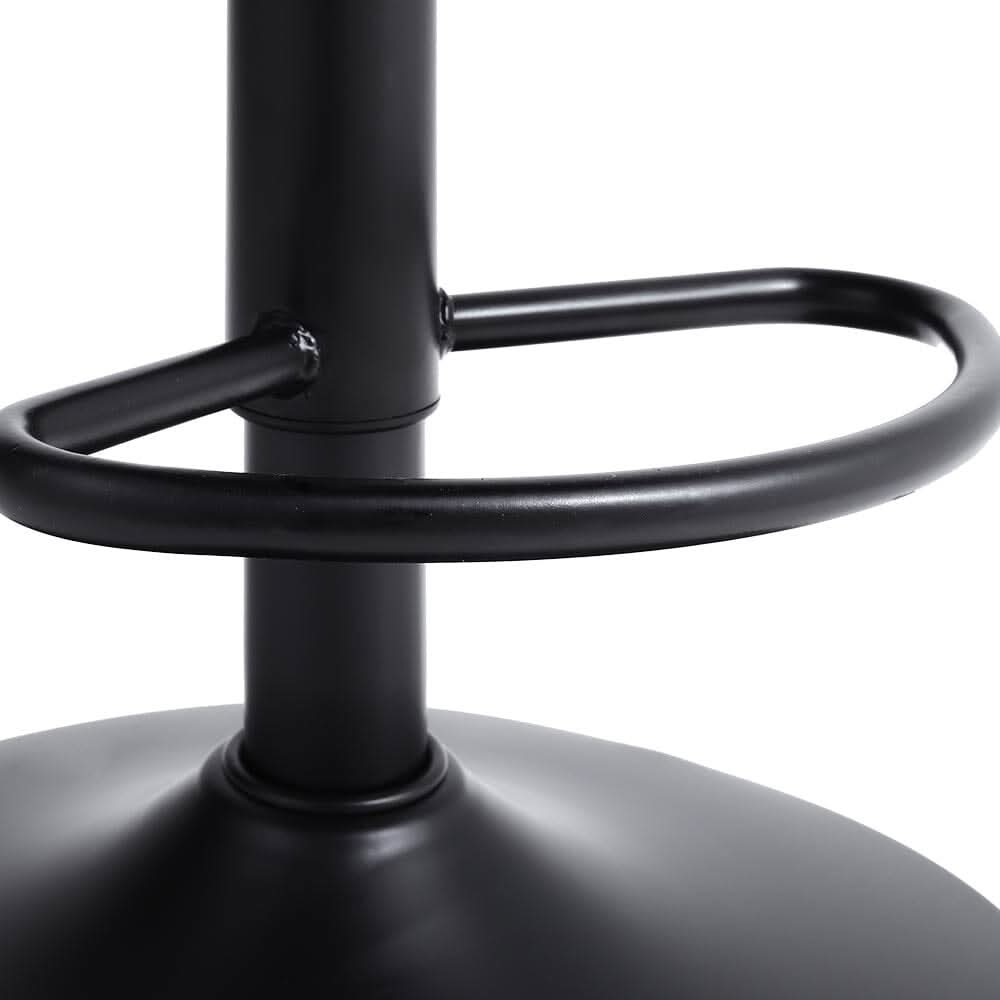 Set of 2 Bar Stools with Black Leather Swivel Adjustable Height