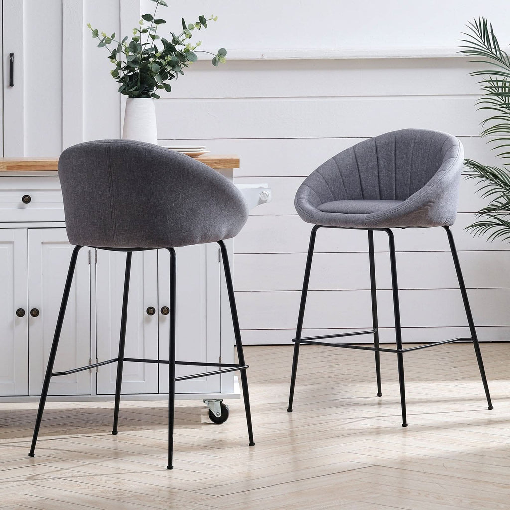 Grey Round Backrest Chair with Metal Legs