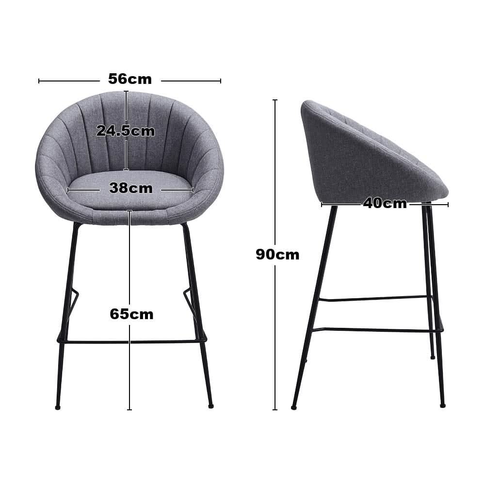 Grey Round Backrest Chair with Metal Legs