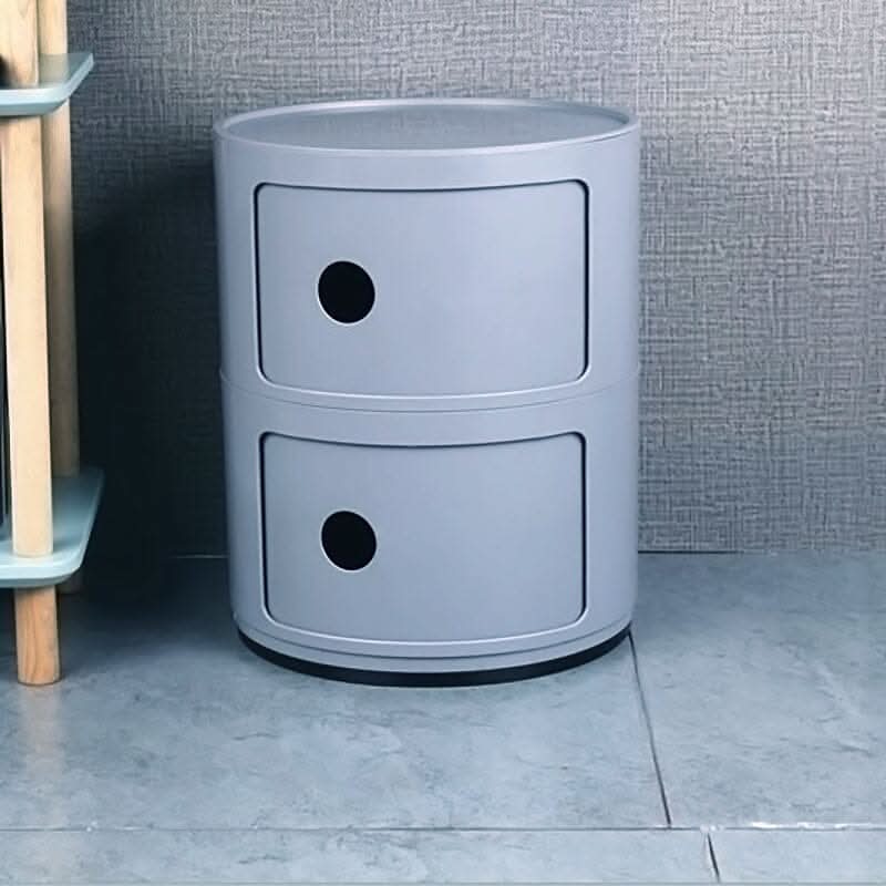 Gray 2-Tier Round ABS Plastic Storage Cabinet