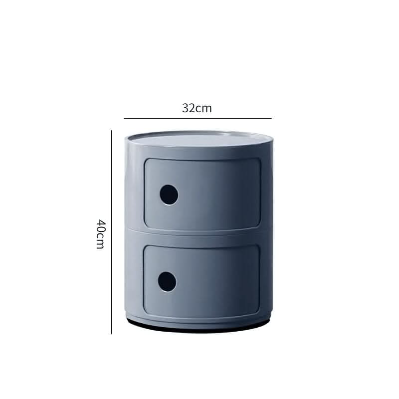 Gray 2-Tier Round ABS Plastic Storage Cabinet