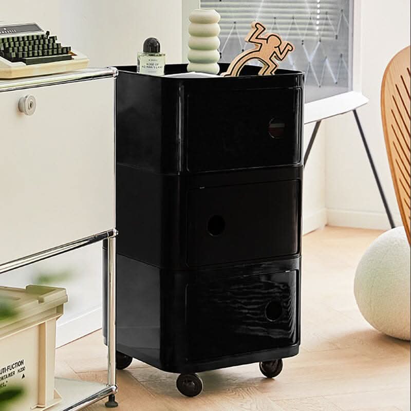 Square Multi-Tiered Plastic Storage Drawer Unit with Wheels