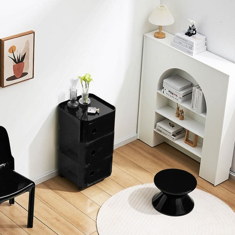 Square Multi-Tiered Plastic Storage Drawer Unit with Wheels