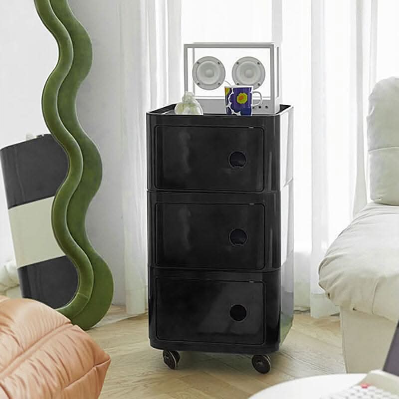 Square Multi-Tiered Plastic Storage Drawer Unit with Wheels