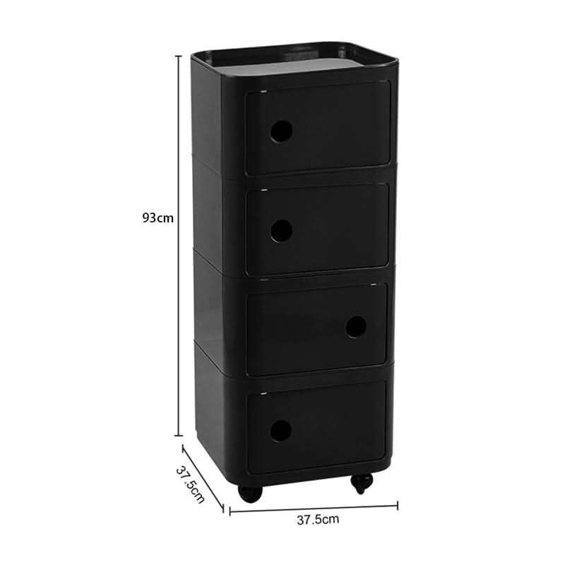 Square Multi-Tiered Plastic Storage Drawer Unit with Wheels