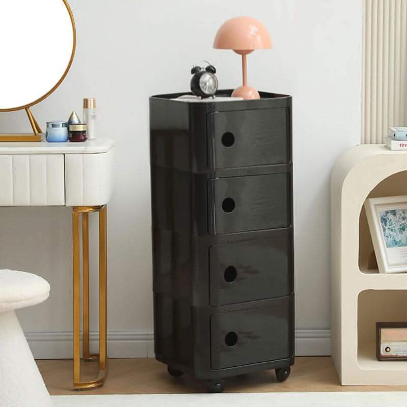 Square Multi-Tiered Plastic Storage Drawer Unit with Wheels
