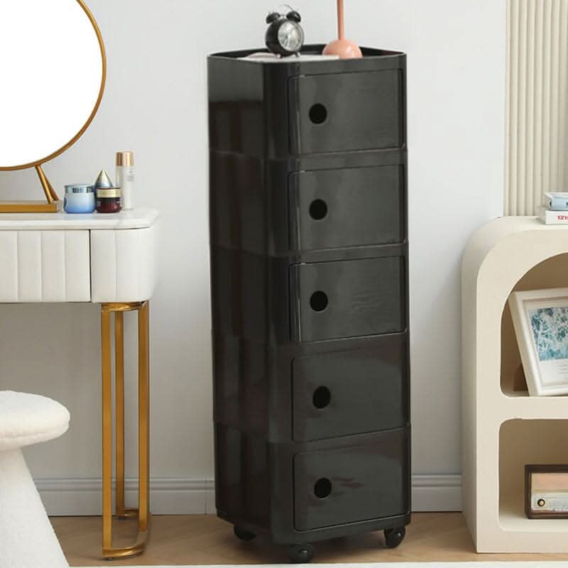 Square Multi-Tiered Plastic Storage Drawer Unit with Wheels