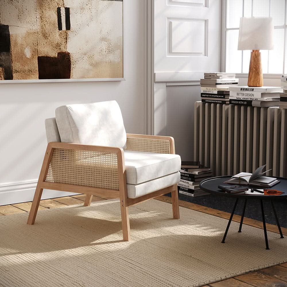 Scandi-Boho Rattan & Wood Accent Chair Collection – Multi-Colour Options