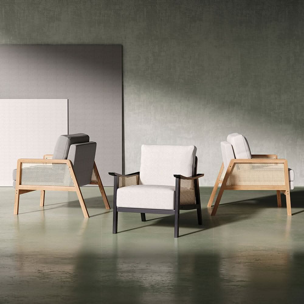 Scandi-Boho Rattan & Wood Accent Chair Collection – Multi-Colour Options