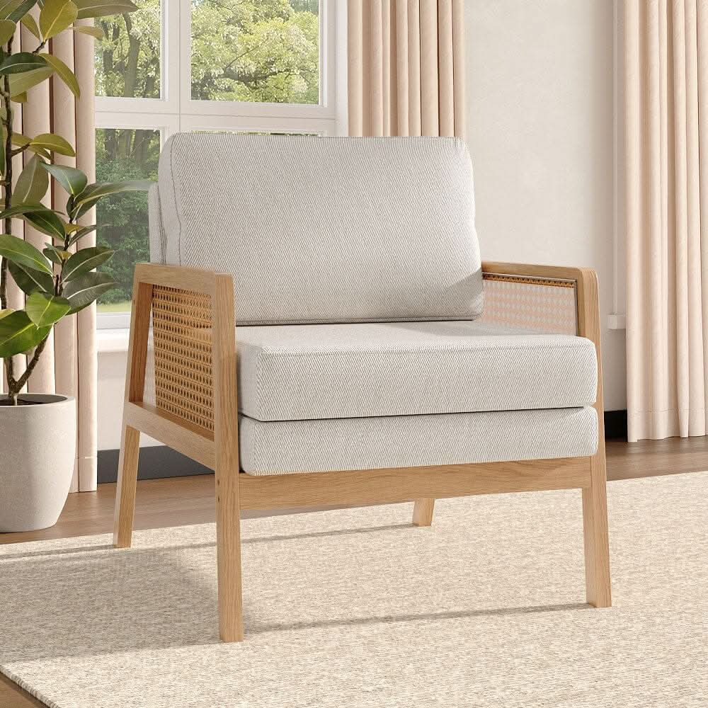 Scandi-Boho Rattan & Wood Accent Chair Collection – Multi-Colour Options