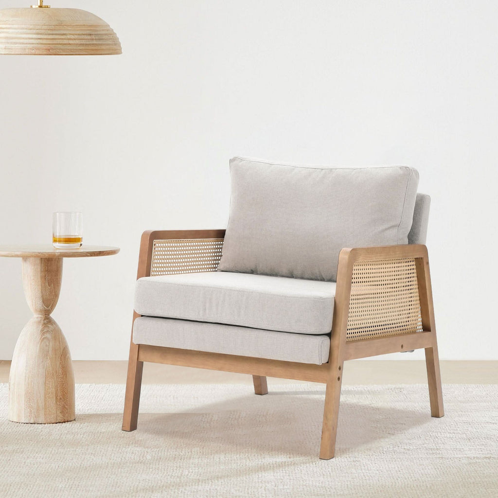 Scandi-Boho Rattan & Wood Accent Chair Collection – Multi-Colour Options