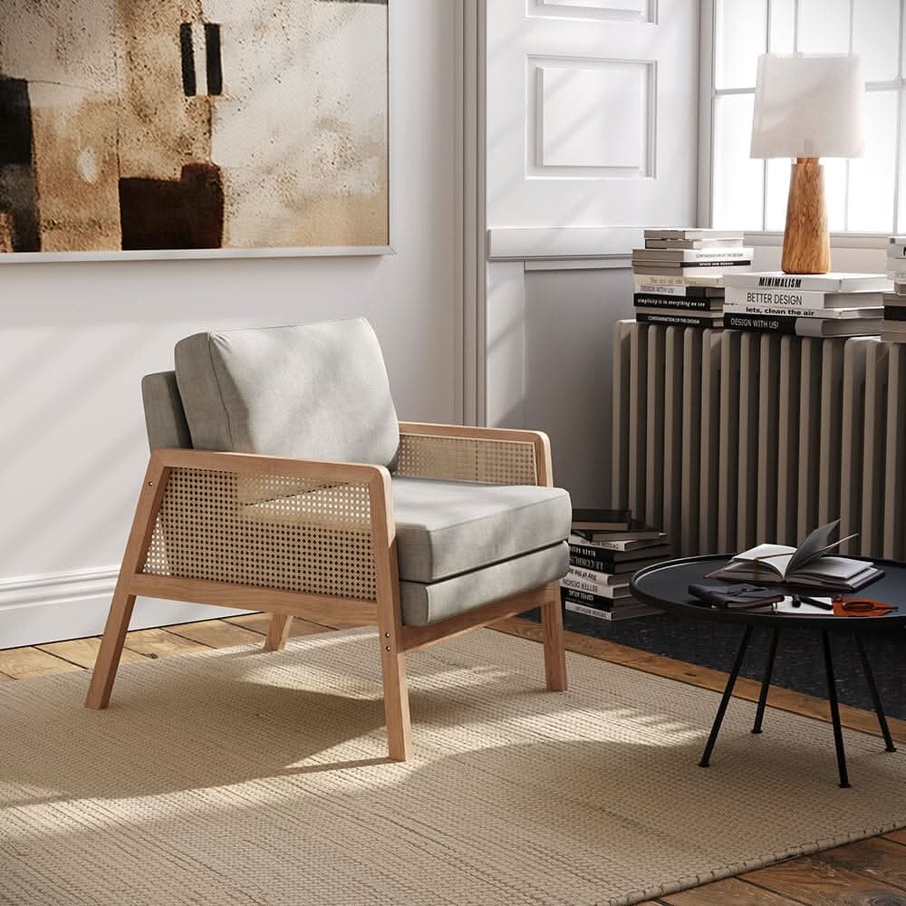 Scandi-Boho Rattan & Wood Accent Chair Collection – Multi-Colour Options
