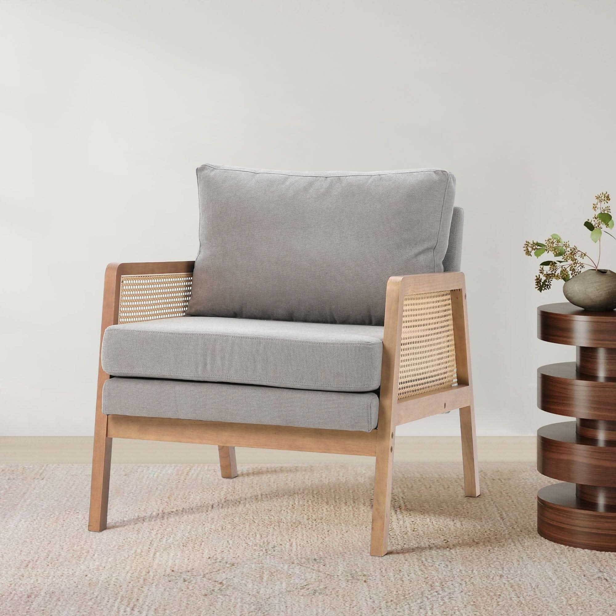 Scandi-Boho Rattan & Wood Accent Chair Collection – Multi-Colour Options