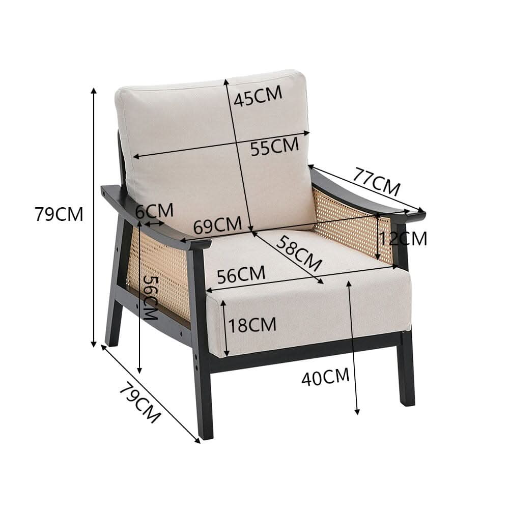 Scandi-Boho Rattan & Wood Accent Chair Collection – Multi-Colour Options