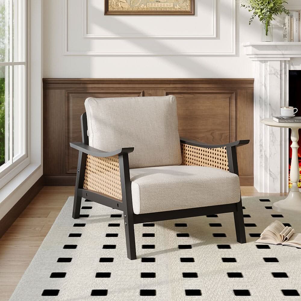 Scandi-Boho Rattan & Wood Accent Chair Collection – Multi-Colour Options