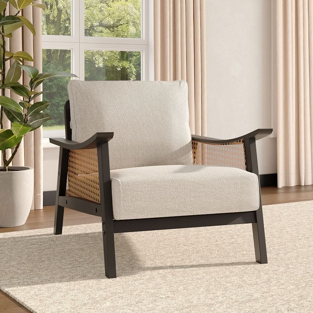Scandi-Boho Rattan & Wood Accent Chair Collection – Multi-Colour Options