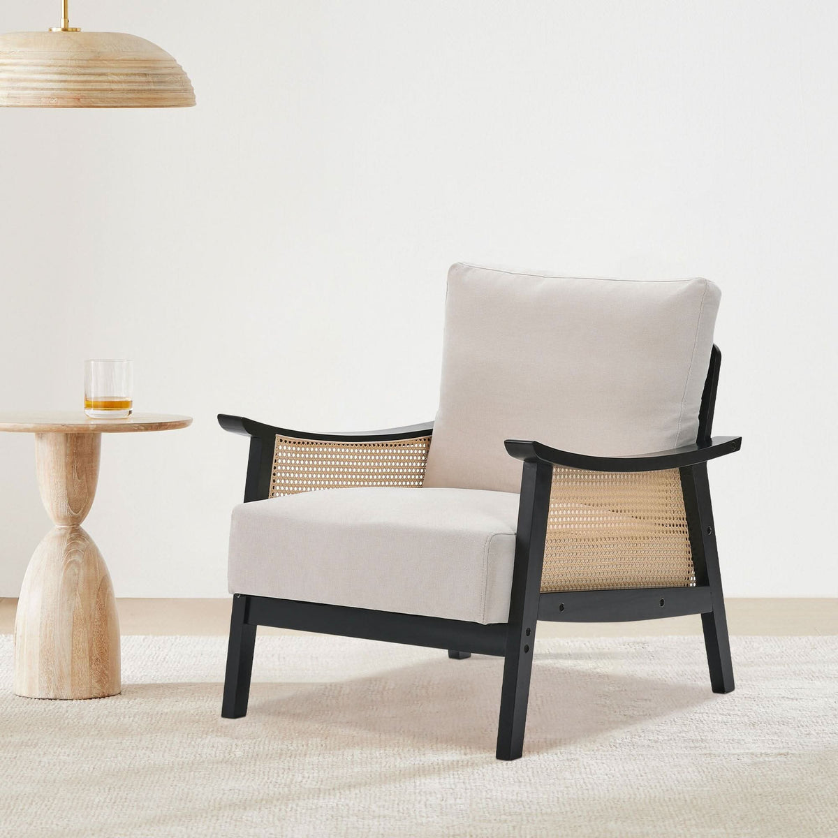 Scandi-Boho Rattan & Wood Accent Chair Collection – Multi-Colour Options