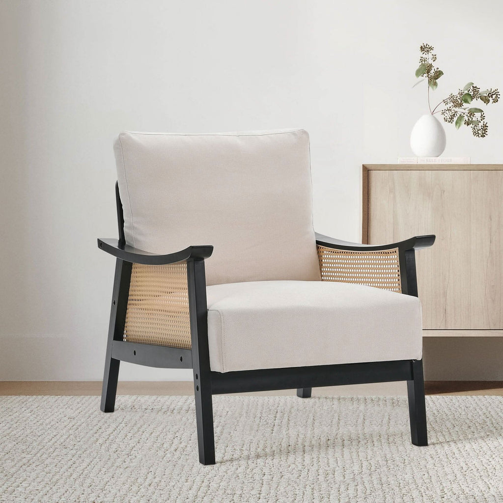 Scandi-Boho Rattan & Wood Accent Chair Collection – Multi-Colour Options