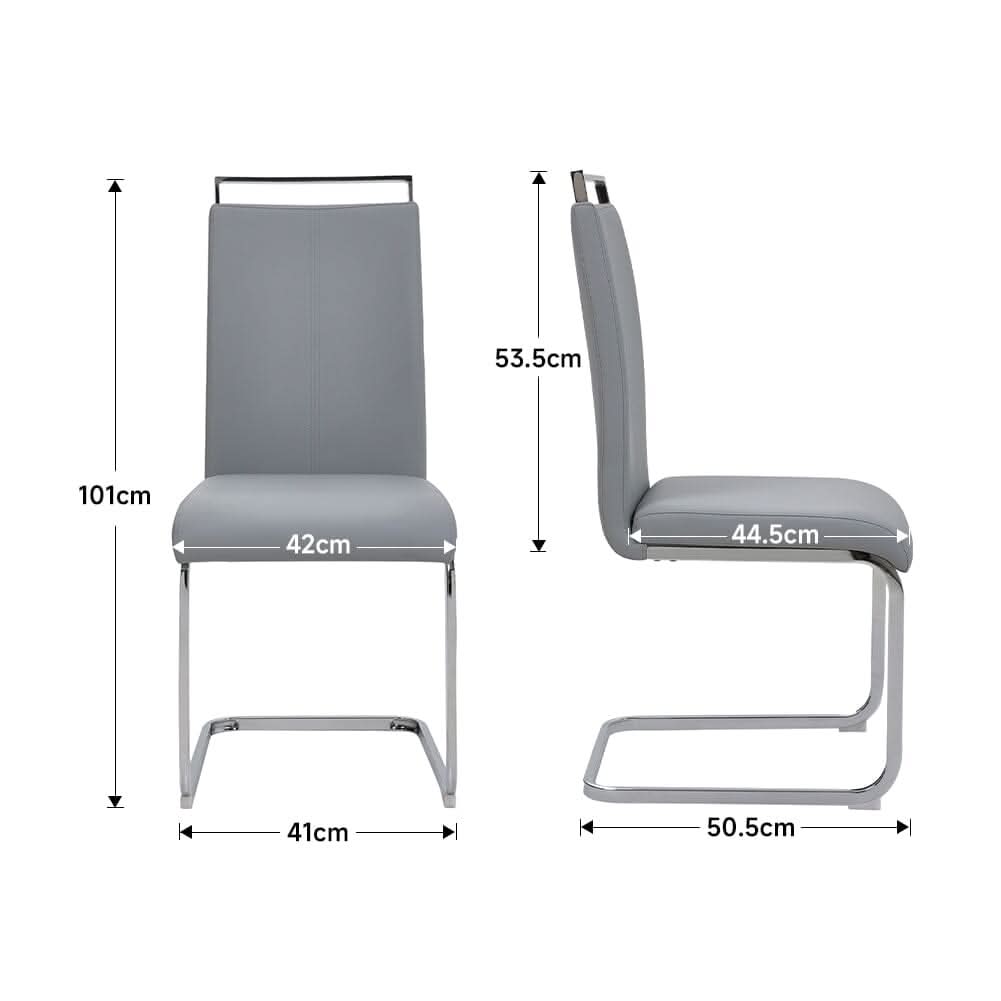 PU Upholstered Dining Chair Chrome Cantilever Frame