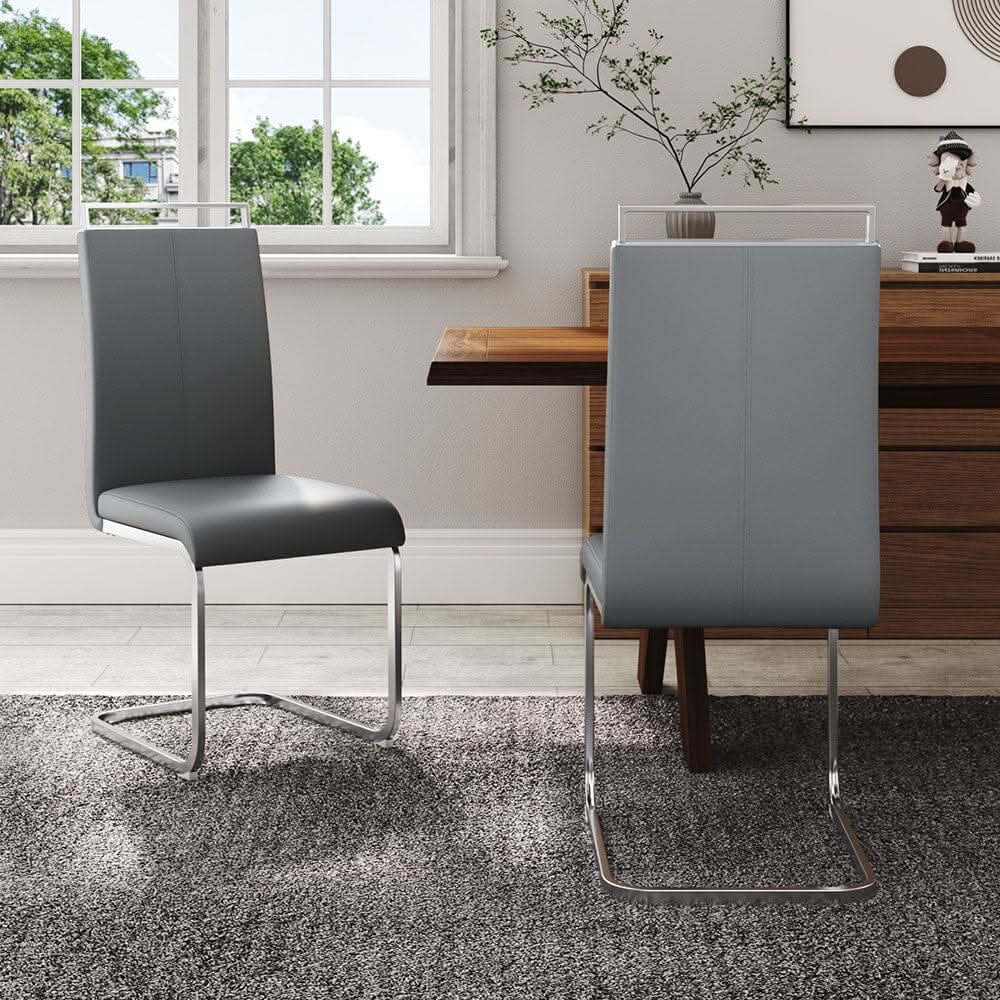 PU Upholstered Dining Chair Chrome Cantilever Frame
