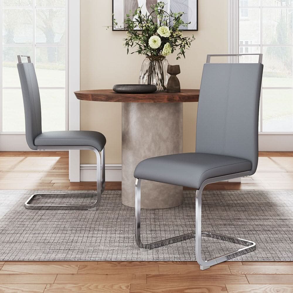 PU Upholstered Dining Chair Chrome Cantilever Frame