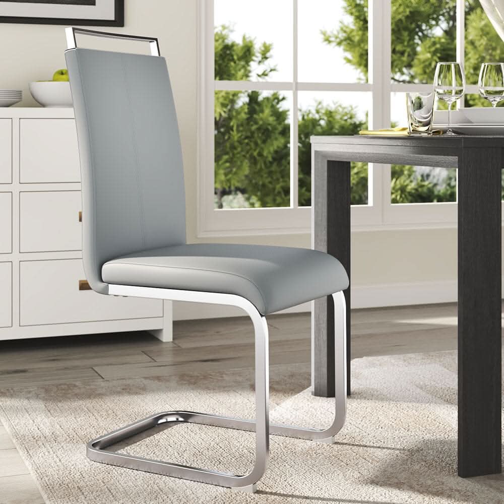 PU Upholstered Dining Chair Chrome Cantilever Frame
